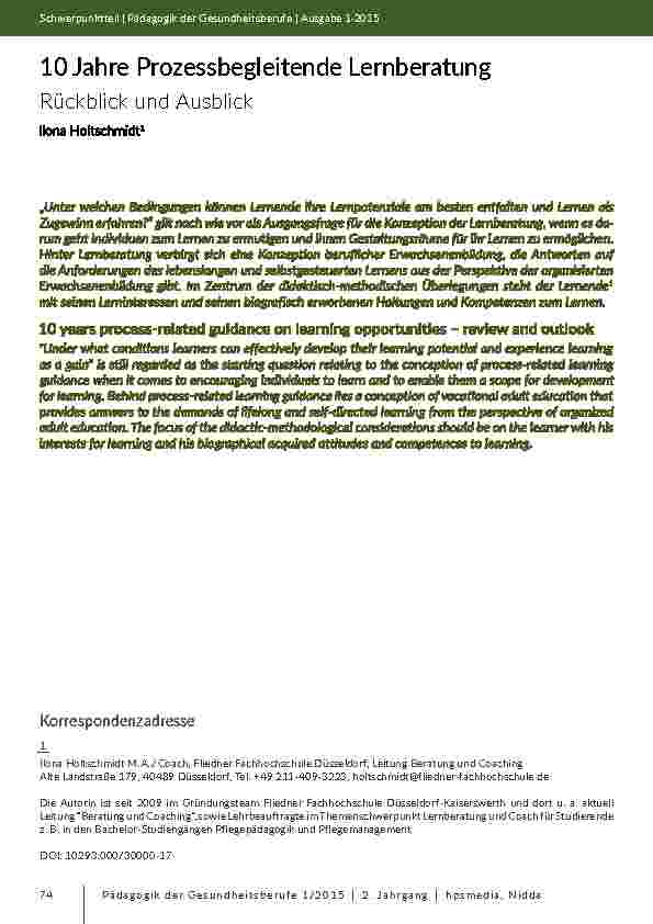 [doc_201914] 10 Jahre Prozessbegleitende Lernberatung - Rückblick und Ausblick