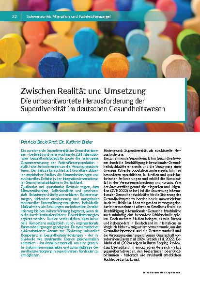 [doc_349706] Zwischen Realität und Umsetzung Die unbeantwortete Herausforderung der Superdiversität im deutschen Gesundheitswesen