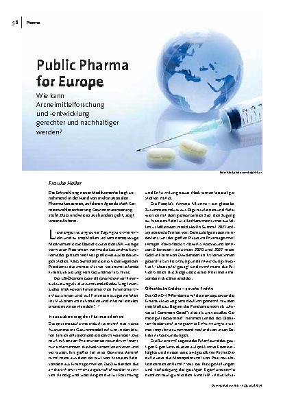 [doc_323183] Public Pharma for Europe: Wie kann Arzneimittelforschung und -entwicklung gerechter und nachhaltiger werden?