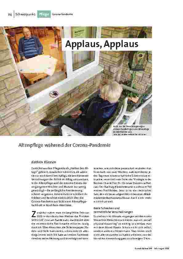 [doc_203541] Applaus, Applaus Altenpflege während der Corona-Pandemie