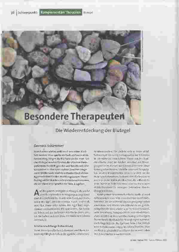 [doc_193788] Besondere Therapeuten. Die Wiederentdeckung der Blutegel