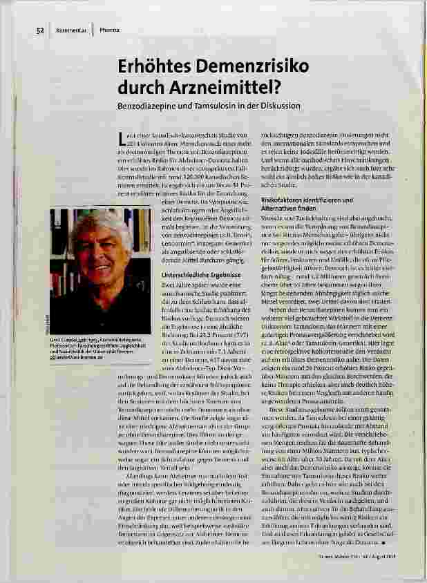 [doc_184446] Erhöhtes Demenzrisiko durch Arzneimittel?