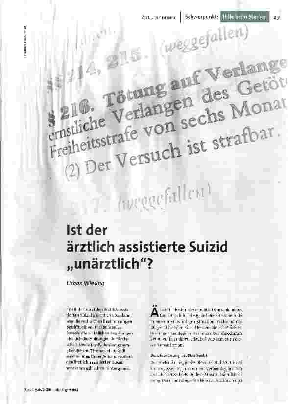 [doc_151331] Ist der ärztlich assistierte Suizid „unärztlich?