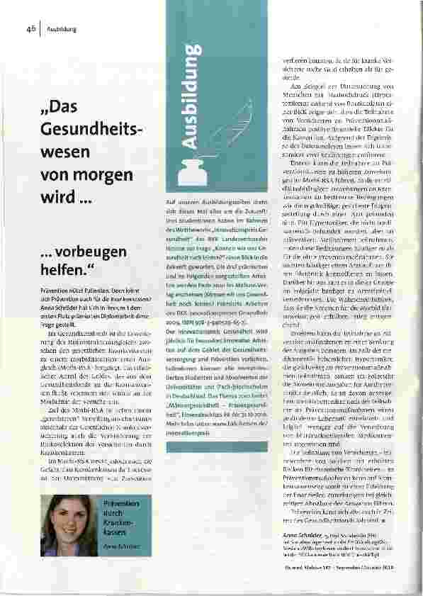 [doc_119923] Das Gesundheitswesen von morgen wird... ...vorbeugen helfen.