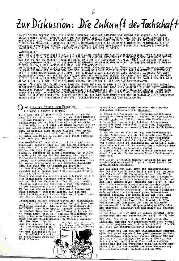 [doc_110117] Zur Diskussion: Die Zukunft der Fachschaft