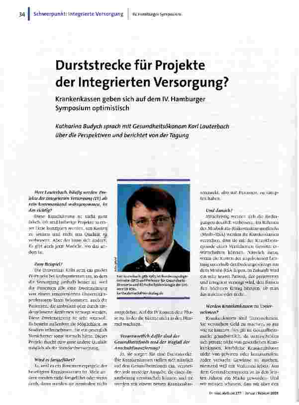 [doc_107405] Durststrecke für Projekte der Integrierten Versorgung?