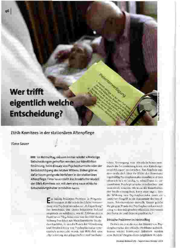 [doc_105324] Wer trifft eigentlich welche Entscheidung?Ethik-Komitees in der stationären Altenpflege