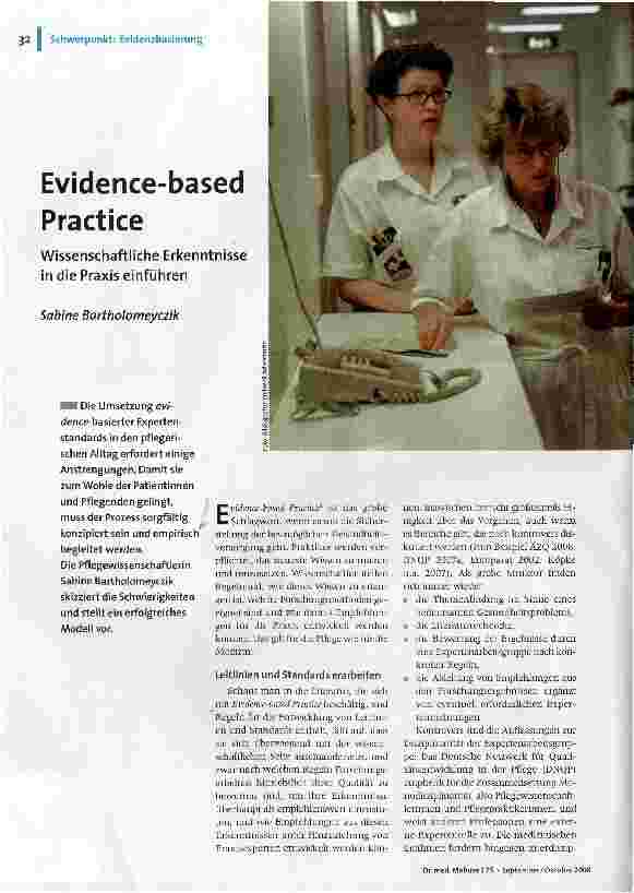 [doc_105321] Evidence-based PracticeWissenschaftliche Erkenntnisse in die Praxis einführen