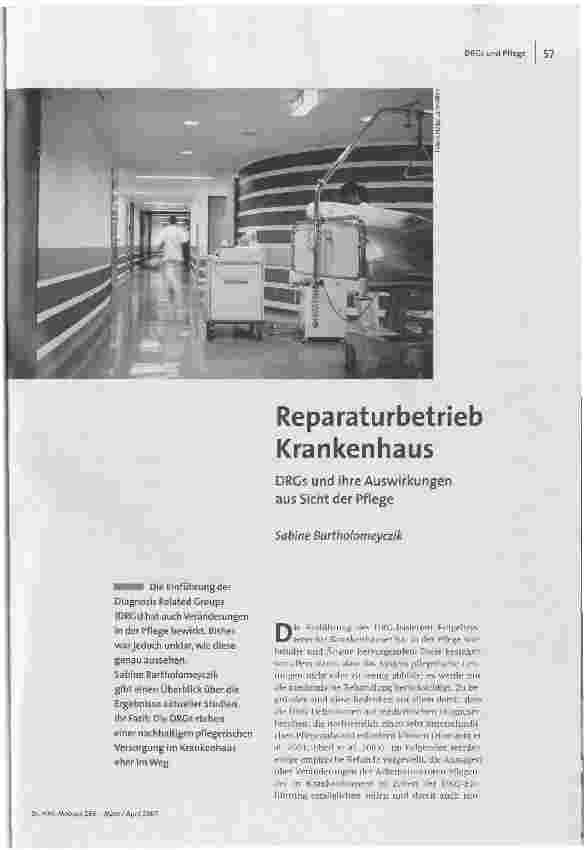 [doc_97175] Reparaturbetrieb KrankenhausDRGs und ihre Auswirkungen aus Sicht der Pflege