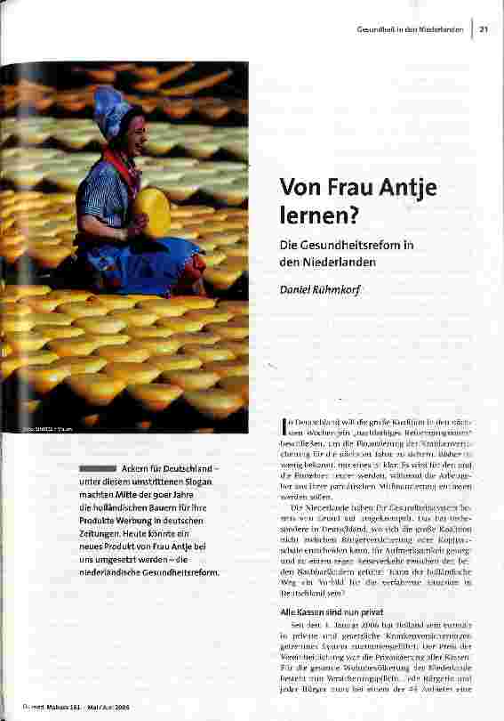 [doc_91585] Von Frau Antje lernen?Die Gesundheitsfefom in den Niederlanden
