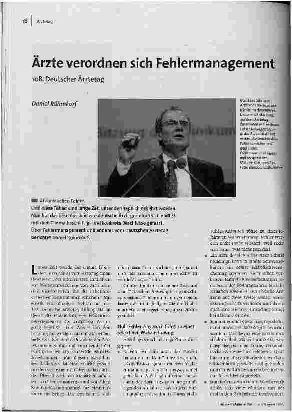 [doc_86032] Ärzte verordnen sich Fehlermanagement108. Deutscher Ärztetag
