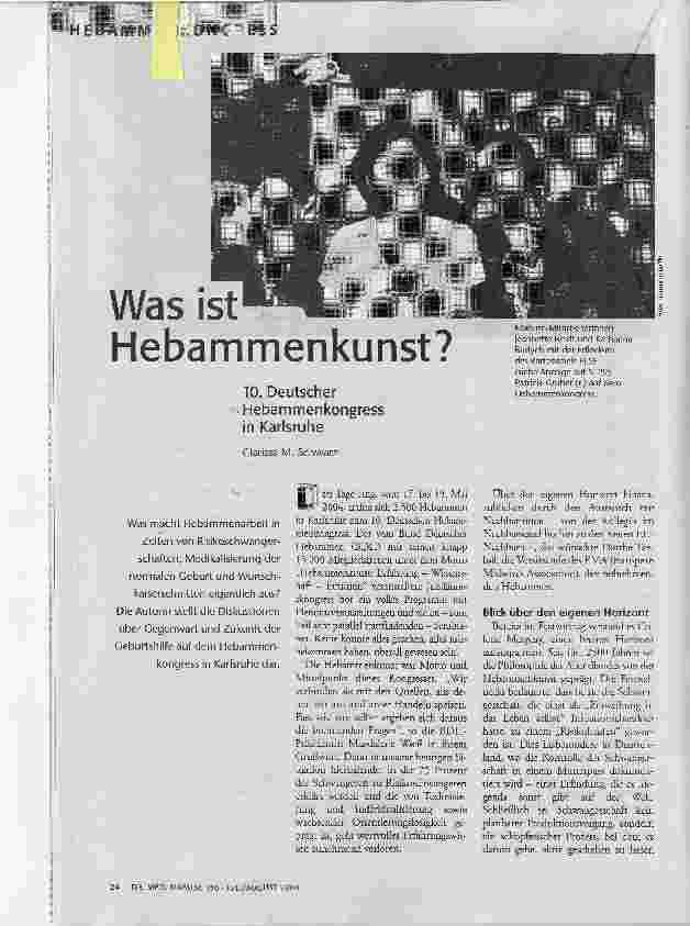 [doc_70812] Was ist Hebammenkunst?10. Deutscher Hebammenkongress in Karlsruhe