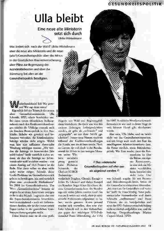 [doc_65318] Ulla bleibt Eine neue alte Ministerin setzt sich durch