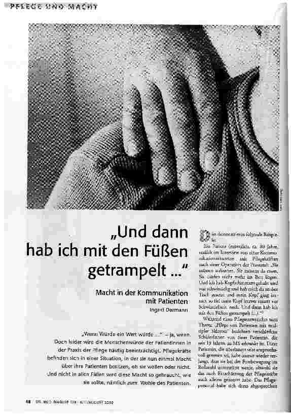 [doc_63969] Und dann hab ich mit den Füßen getrampelt ... Macht in der Kommunikation mit Patienten