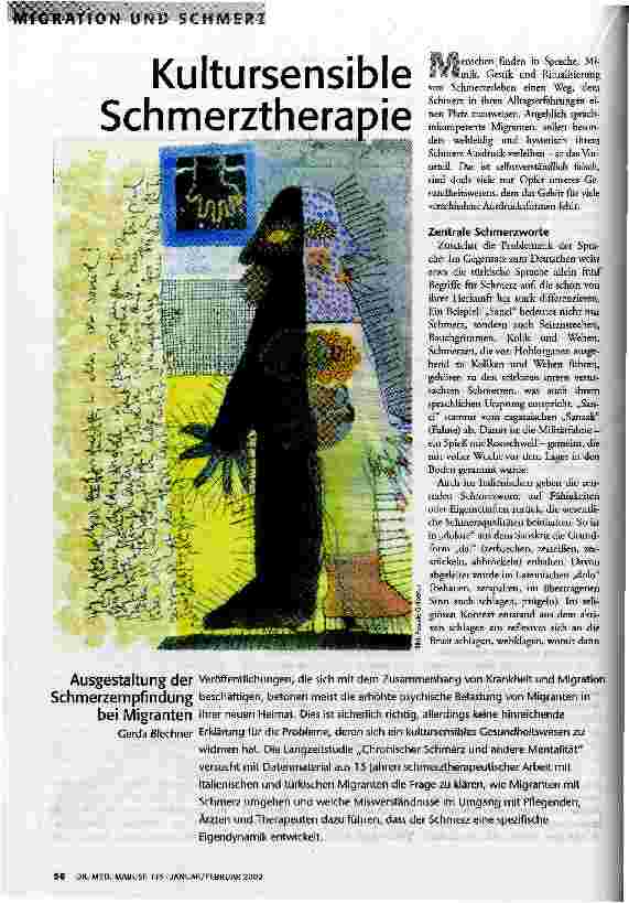[doc_61777] Kultursensible Schmerztherapie Ausgestaltung der Schmerzempfindung bei Migranten