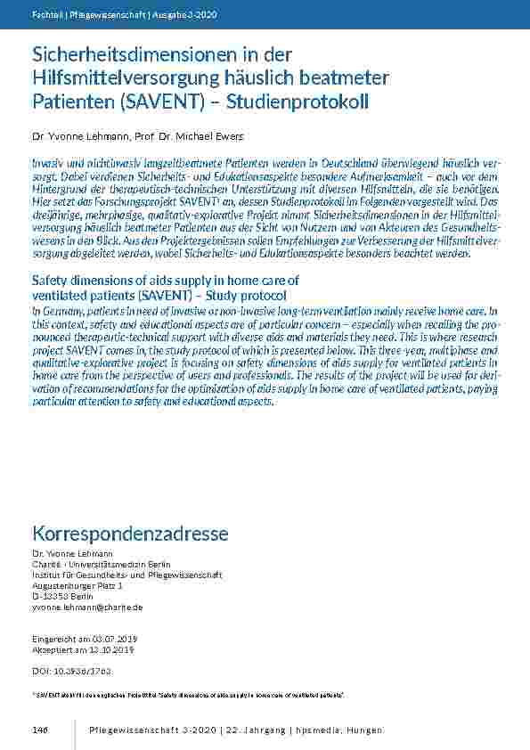 [doc_203461] Sicherheitsdimensionen in der Hilfsmittelversorgung häuslich beatmeter Patienten (SAVENT) – Studienprotokoll
