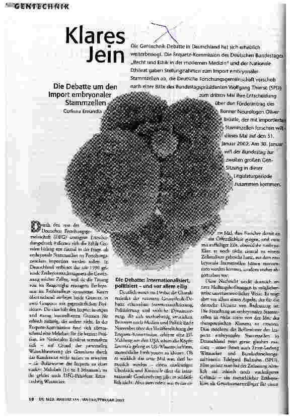 [doc_61767] Klares Jein Die Debatte um den Import embryonaler Stammzellen