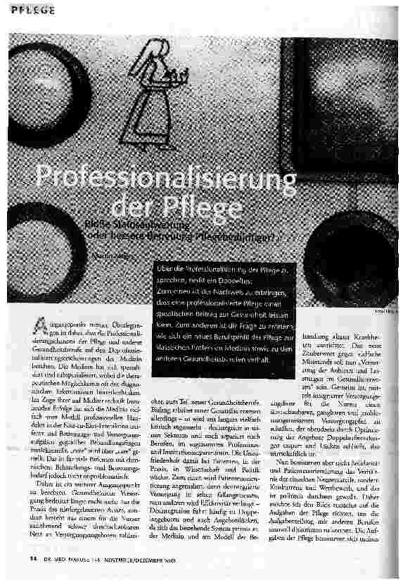 [doc_60642] Professionalisierung der Pflege Bloße Statusaufwertung oder bessere Betreuung Pflegebedürftiger?