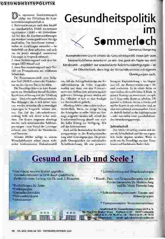 [doc_59600] Gesundheitspolitik im Sommerloch