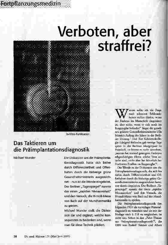 [doc_57947] Verboten, aber straffrei? Das Taktieren um die Präimplantationsdiagnostik