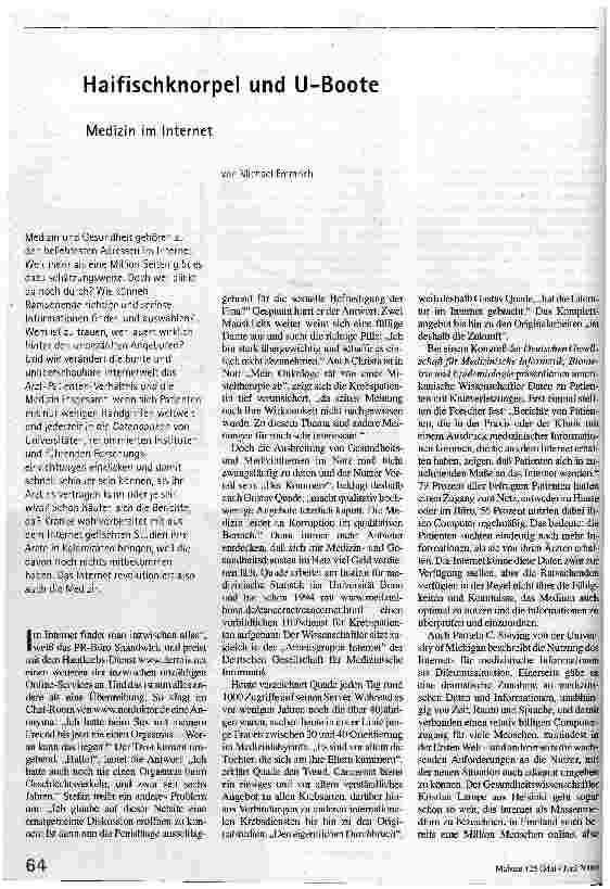 [doc_53490] Haifischknorpel und U-Boote Medizin im Internet