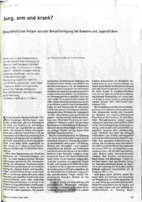 [doc_49228] Jung, arm, krank? Gesundheitliche Folgen sozialer Benachteiligung bei Kindern und Jugendlichen