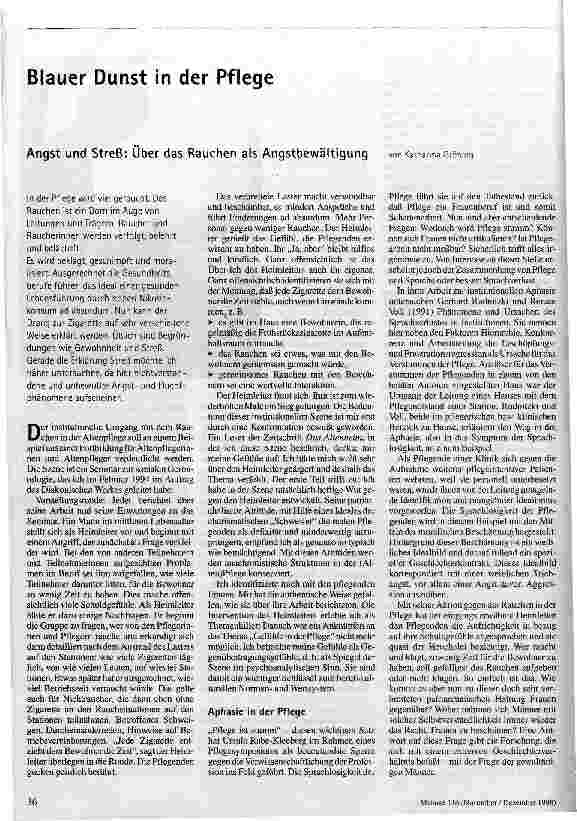 [doc_47949] Blauer Dunst in der Pflege Angst und Streß: Über das Rauchen als Alltagsbewältigung