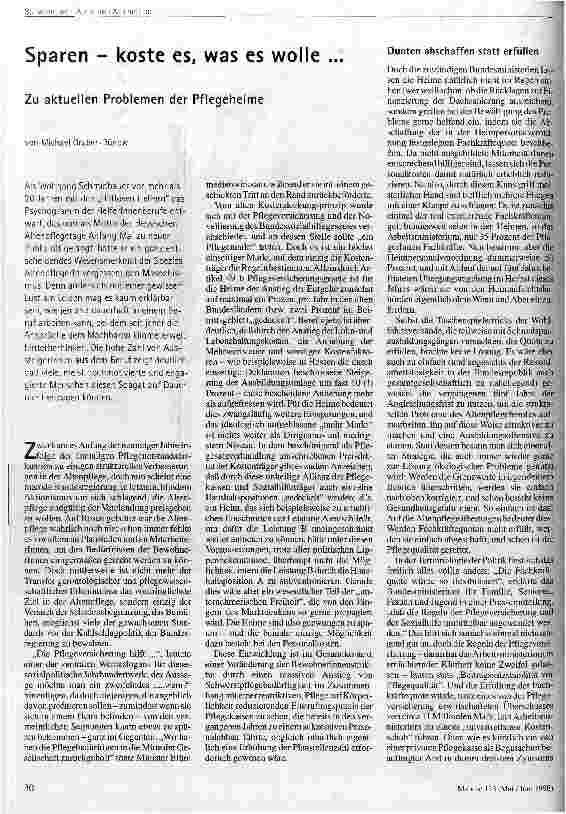 [doc_45828] Sparen - koste es, was es wolle. .. Zu aktuellen Problemen der Pflegeheime