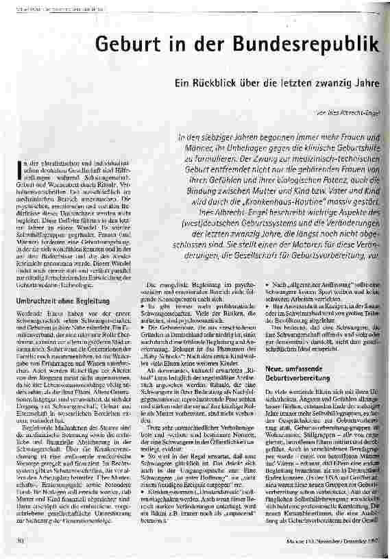 [doc_43361] Geburt in der Bundesrepublik Ein Rückblick über die letzten zwanzig Jahre
