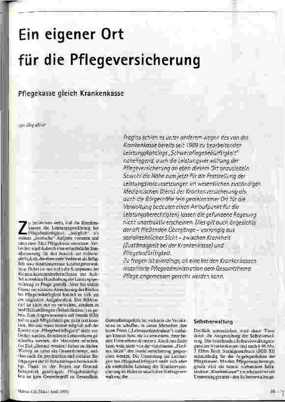 [doc_40774] Ein eigener Ort für die Pflegeversicherung