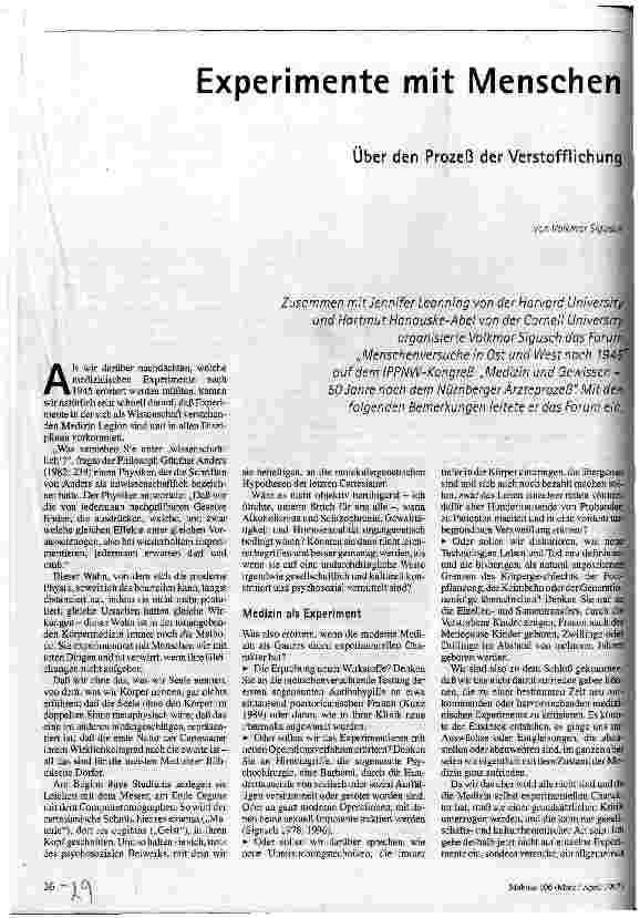 [doc_40771] Experimente mit Menschen Über den Prozeß der Verstofflichung