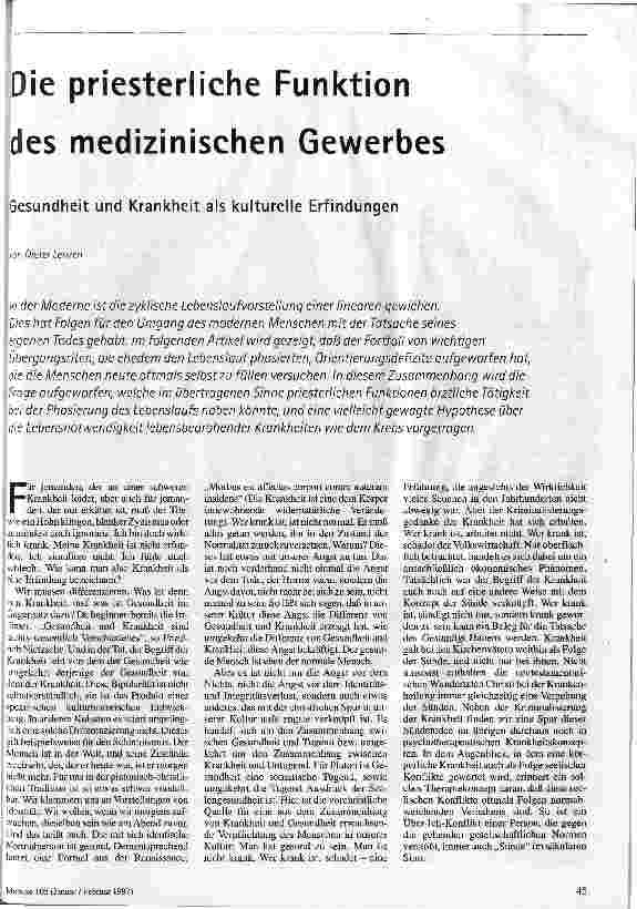 [doc_40182] Die priesterliche Funktion des medizinischen Gewerbes.