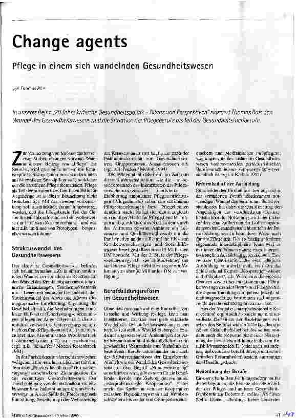 [doc_38985] Change agents Pflege in einem sich wandelnden Gesundheitswesen