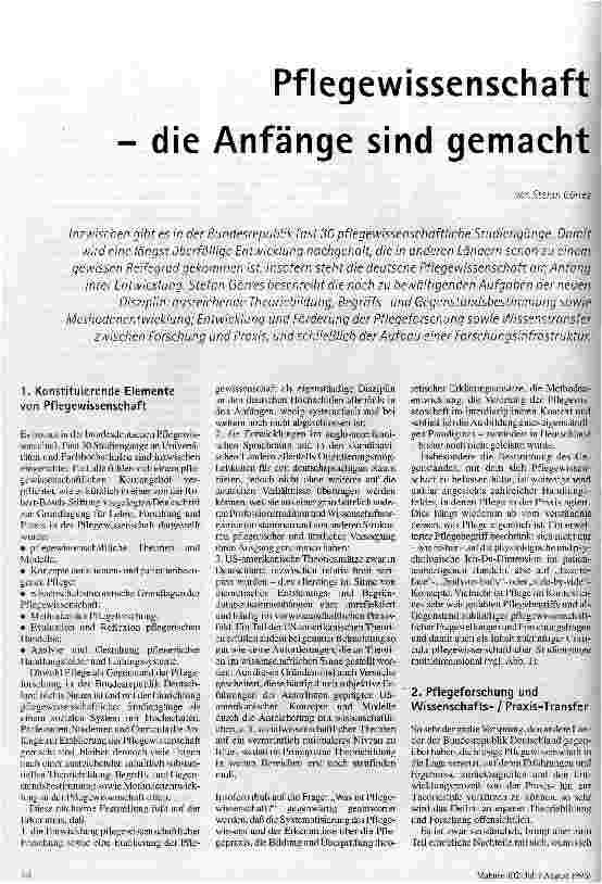 [doc_38443] Pflegewissenschaft - die Anfänge sind gemacht