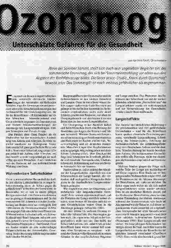 [doc_38441] Ozonsmog Unterschätzte Gefahren für die Gesundheit