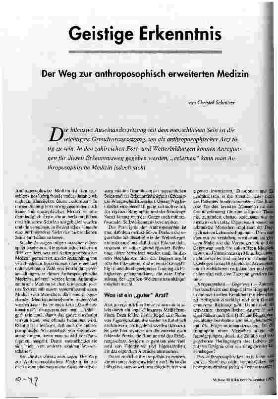 [doc_35422] Geistige Erkenntnis Der Weg zur anthroposophisch erweiterten Medizin