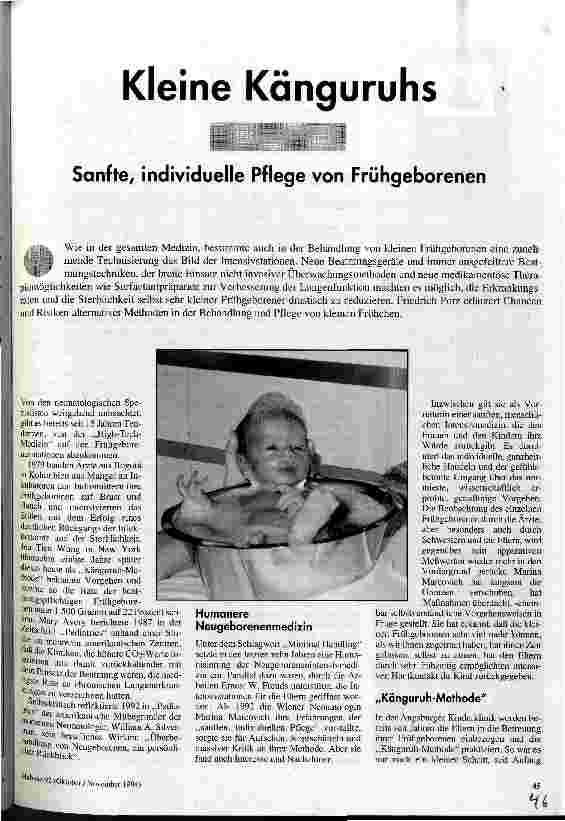 [doc_32898] Kleine Känguruhs Sanfte, individuelle Pflege von Frühgeborenen