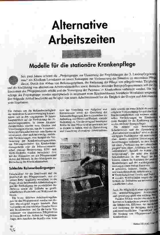 [doc_31846] Alternative Arbeitszeiten Modelle für die stationäre Krankenpflege