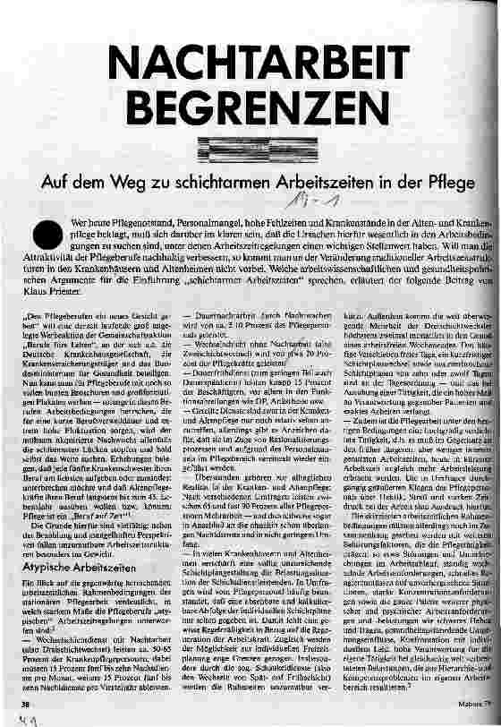 [doc_28004] Nachtarbeit begrenzen Auf dem Weg zu schichtarmen Arbeitszeiten in der Pflege