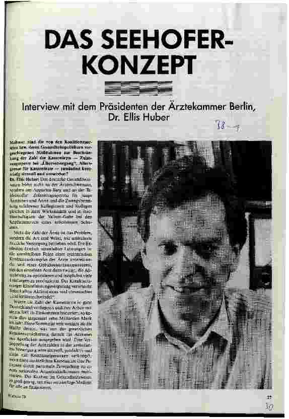 [doc_28003] Das Seehofer-Konzept Interwiew mit dem Präsidenten der Ärztekammer Berlin, Dr. Ellis Huber