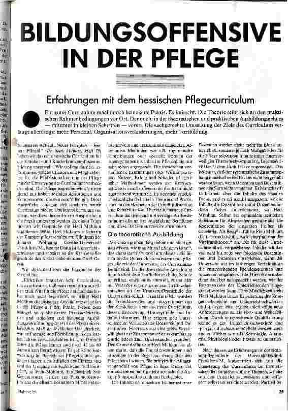 [doc_26744] Bildungsoffensive in der Pflege Erfahrungen mit dem hessischen Pflegecurriculum