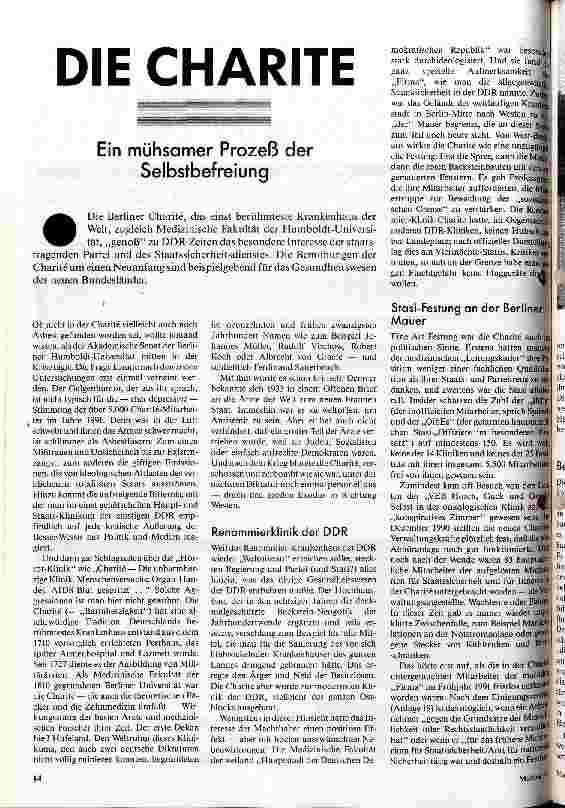 [doc_26743] Die Charite Ein mühsamer Prozeß der Selbstbefreiung