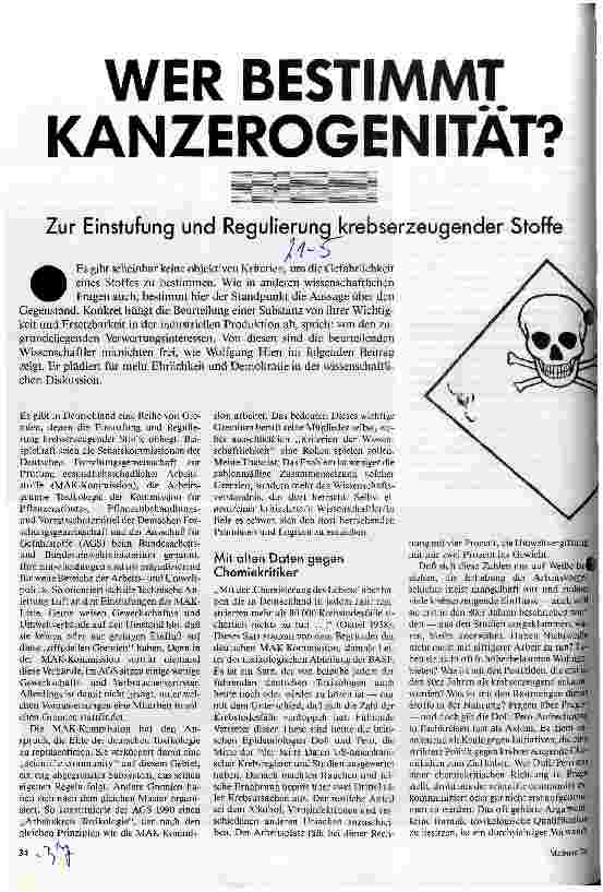 [doc_26360] Wer bestimmt Kanzerogenität? Zur Einstufung und Regulierung krebserzeugender Stoffe