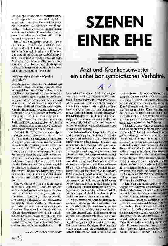 [doc_24496] Szenen einer Ehe Arzt und Krankenschwester - ein unheilbar symbiotisches Verhältnis
