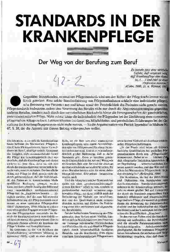 [doc_24089] Standards in der Krankenpflege Der Weg von der Berufung zum Beruf