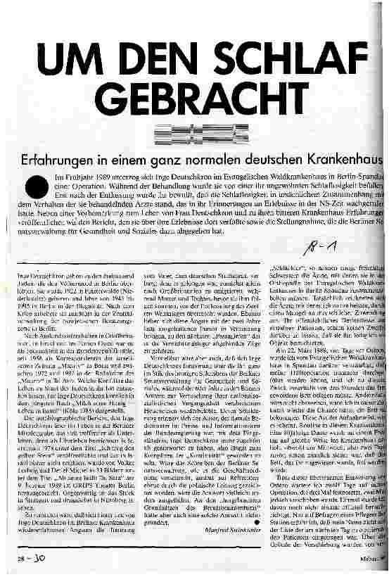 [doc_23392] Um den Schlaf gebracht Erfahrungen in einem ganz normalen deutschen Krankenhaus