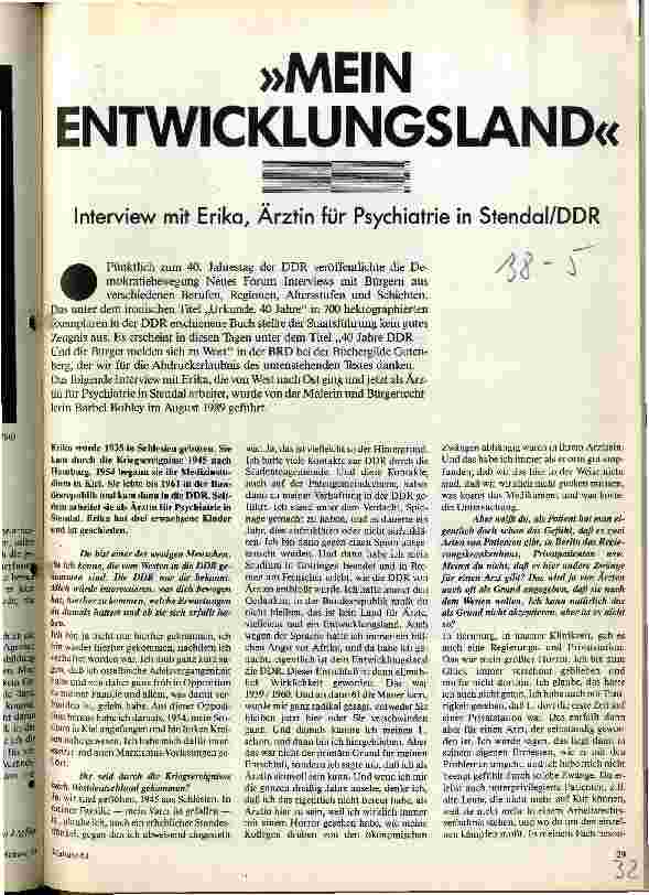 [doc_22165] Mein Entwicklungsland Interview mit Erika, Ärztin für Psychiatrie in Stendal/DDR