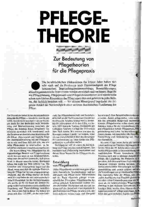 [doc_19482] Pflegetheorien Zur Bedeutung von Pflegetheorien für die Pflegepraxis