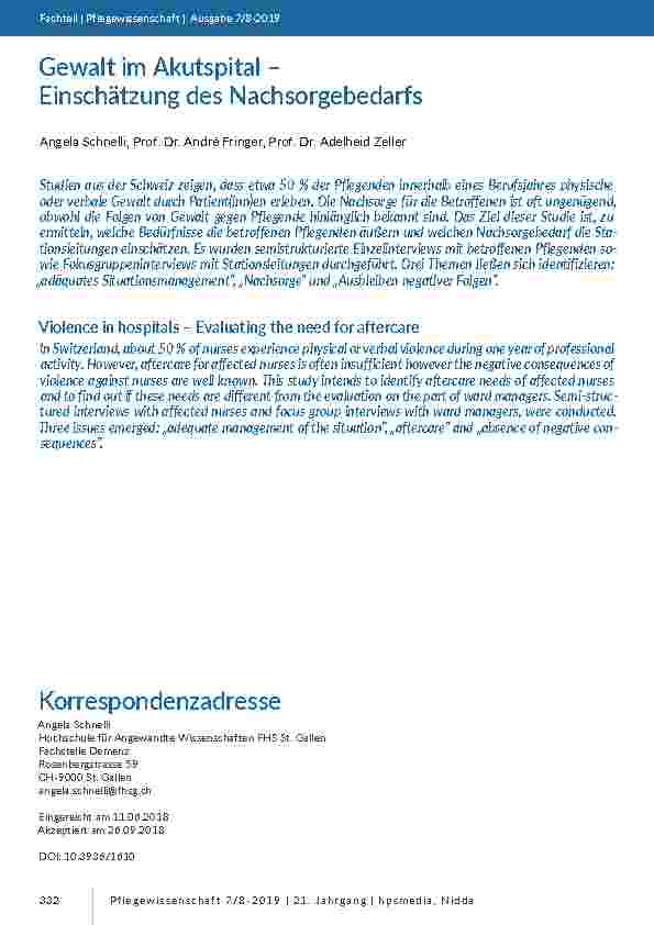 [doc_201786] Gewalt im Akutspital – Einschätzung des Nachsorgebedarfs