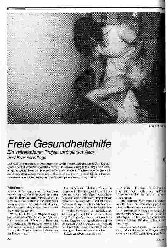 [doc_17808] Freie Gesundheitshilfe Ein Wiesbadener Projekt ambulanter Alten und Krankenpflege